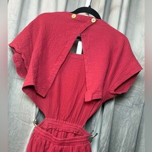 Elegant Backless Red Women's Romper
